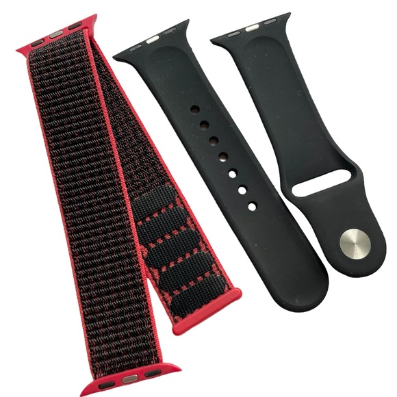 NEW 2 Apple Watch Bands Black Sport Red Loop 38/40/41mm - Picture 5 of 8